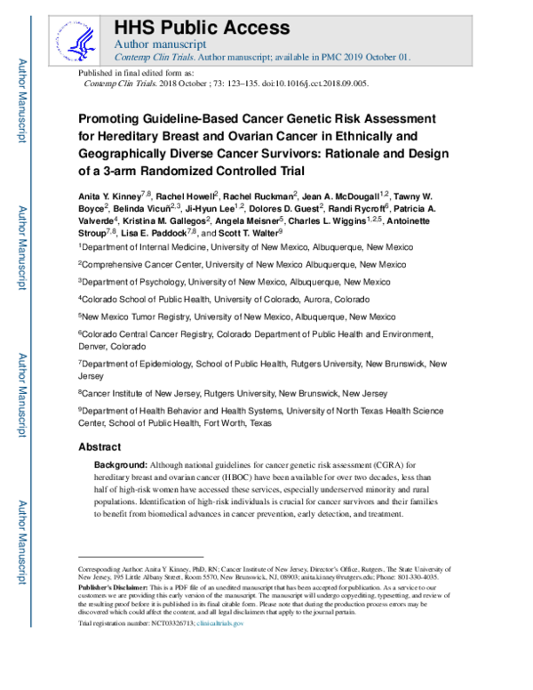 (PDF) Promoting guideline-based cancer genetic risk assessment for ...