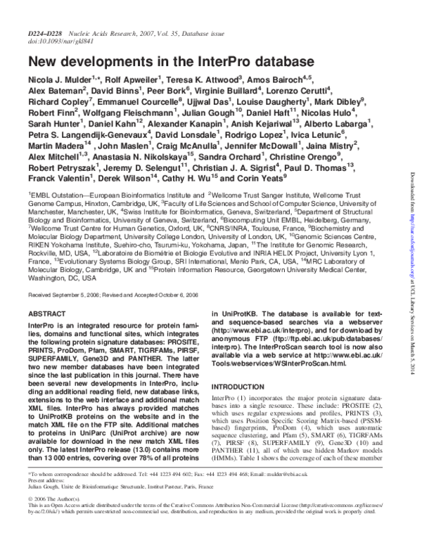 (PDF) New developments in the InterPro database