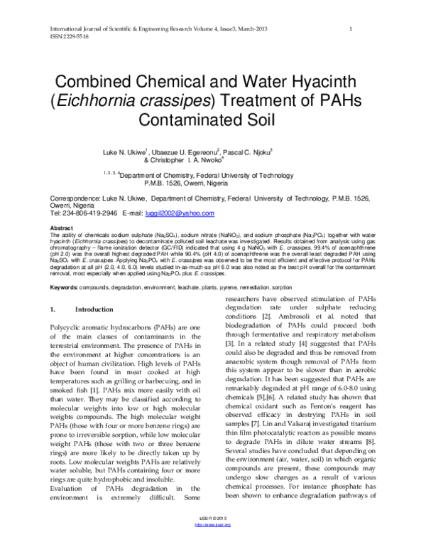 (PDF) Combined Chemical and Water Hyacinth (Eichhornia crassipes ...