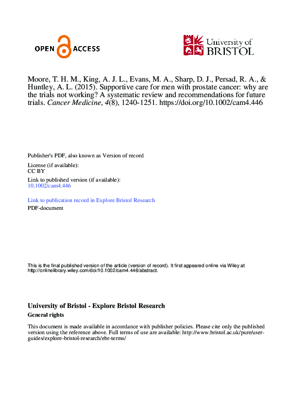 (PDF) Supportive care for men with prostate cancer: why are the trials ...