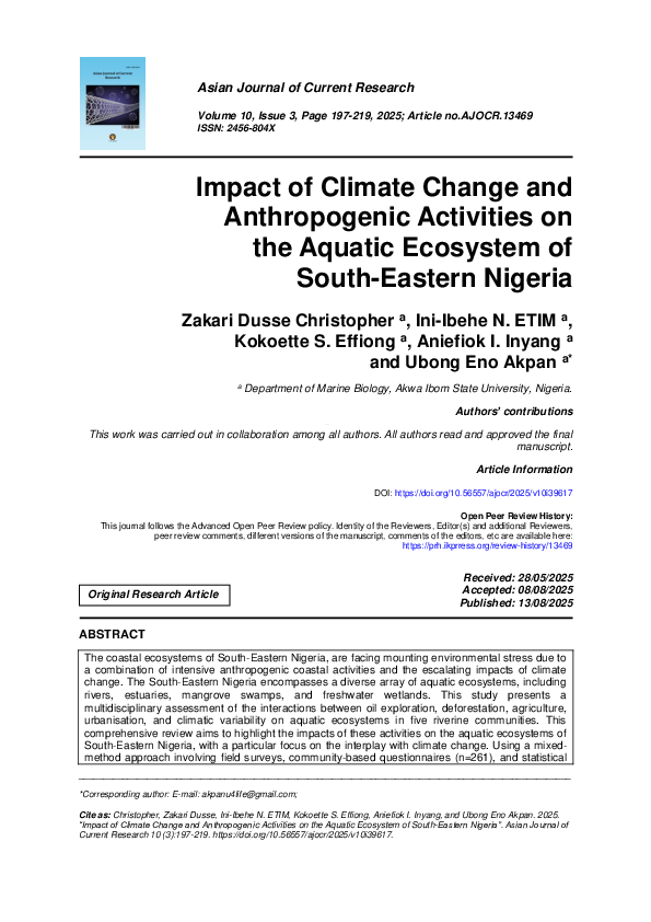 (PDF) Impact of Climate Change and Anthropogenic Activities on the ...