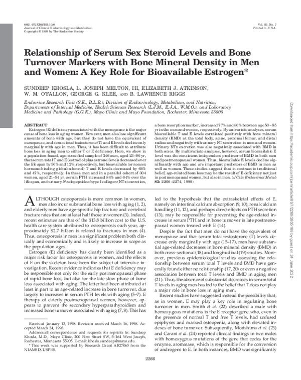 (PDF) Relationship of Serum Sex Steroid Levels and Bone Turnover ...