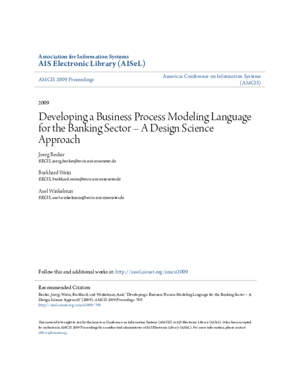 (PDF) Developing a business process modeling language for the banking ...