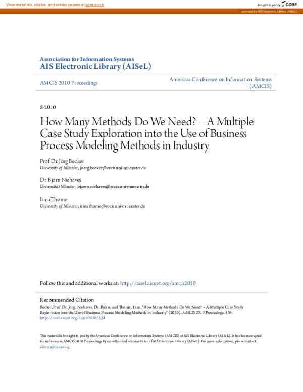 (PDF) How Many Methods Do We Need? - A Multiple Case Study Exploration ...
