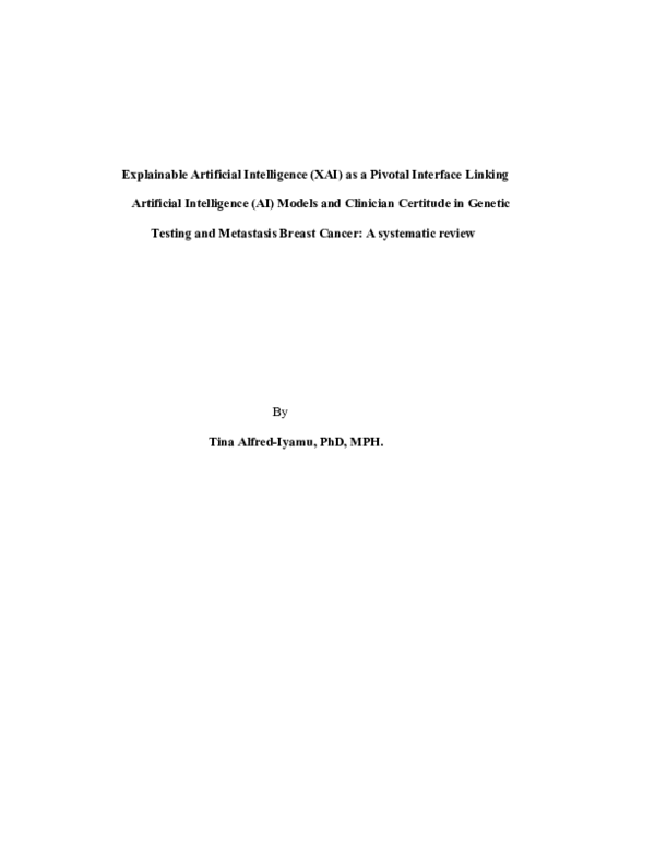(PDF) Explainable Artificial Intelligence (XAI) as a Pivotal Interface ...