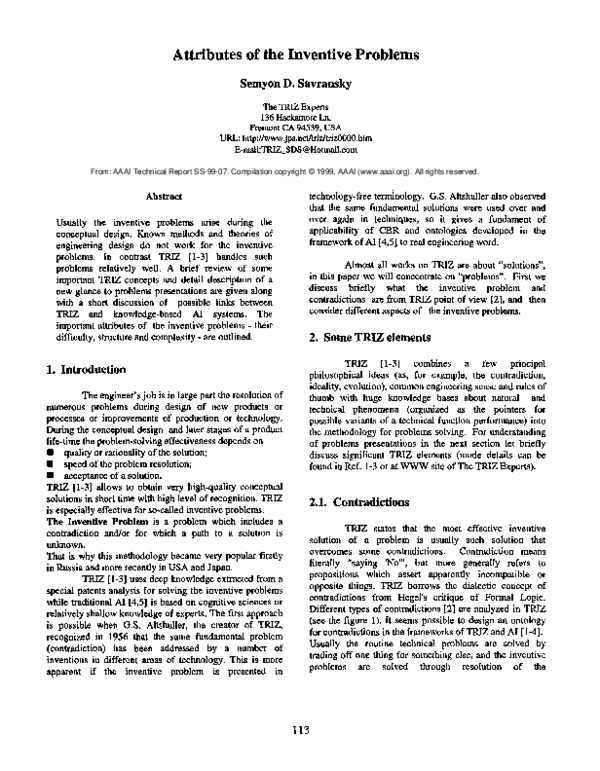 (PDF) Attributes of the Inventive Problems