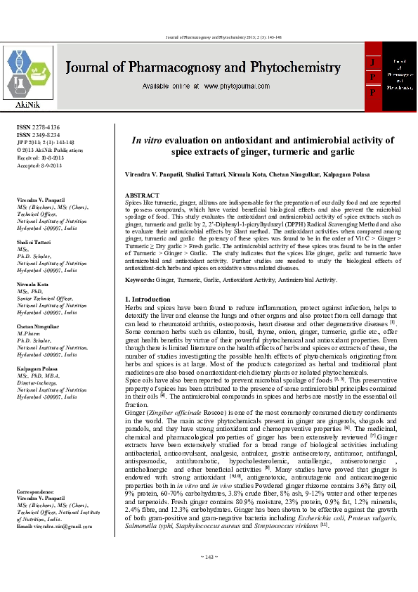 (PDF) In vitro evaluation on antioxidant and antimicrobial activity of ...