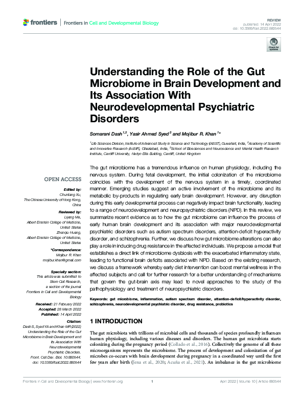 (PDF) Understanding the Role of the Gut Microbiome in Brain Development ...
