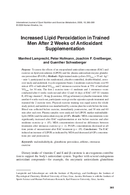 (PDF) Increased Lipid Peroxidation in Trained Men after 2 Weeks of ...