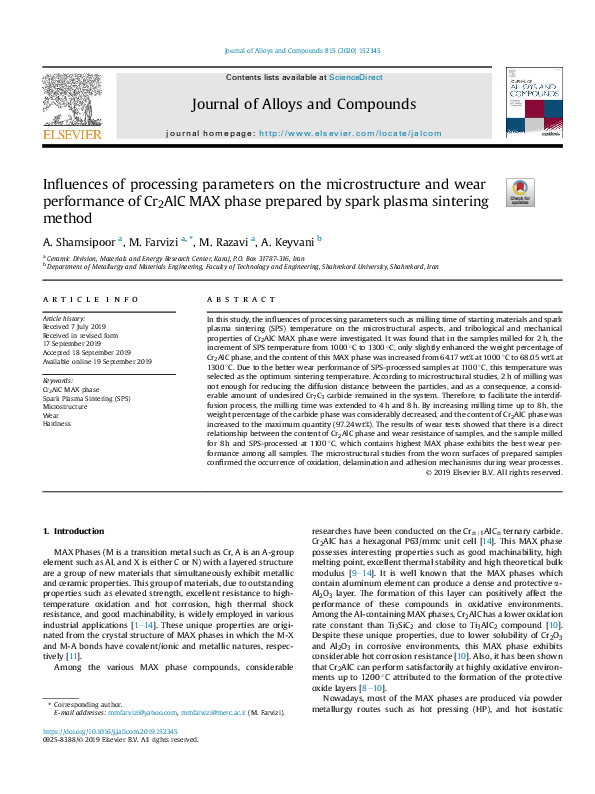 (PDF) Influences of processing parameters on the microstructure and ...