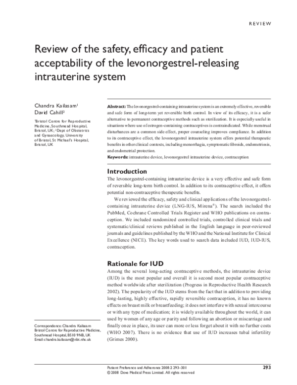 (PDF) Review of the safety, efficacy and patient acceptability of the ...