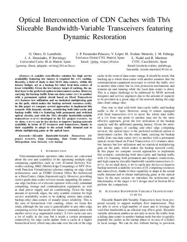 (PDF) Optical Interconnection of CDN Caches with Tb/s Sliceable ...
