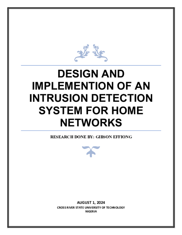 (PDF) DESIGN AND IMPLEMENTION OF AN INTRUSION DETECTION SYSTEM FOR HOME ...