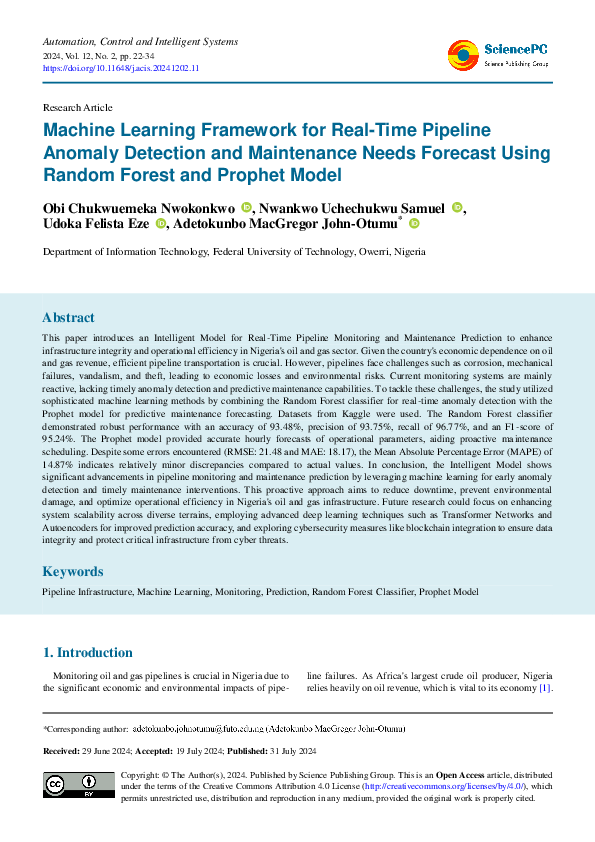 (PDF) Machine Learning Framework for Real-Time Pipeline Anomaly ...