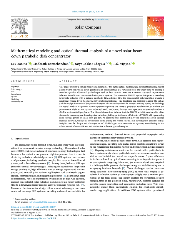 (PDF) Mathematical modeling and optical-thermal analysis of a novel ...