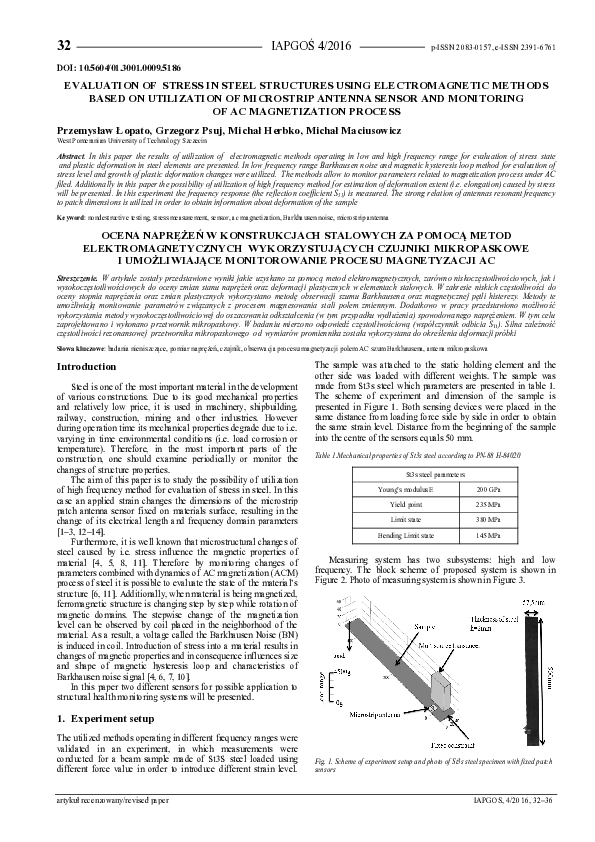 (PDF) Evaluation of Stress in Steel Structures Using Electromagnetic ...