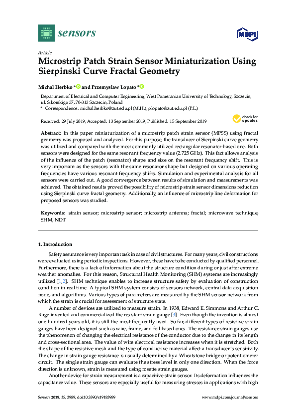 (PDF) Microstrip Patch Strain Sensor Miniaturization Using Sierpinski ...