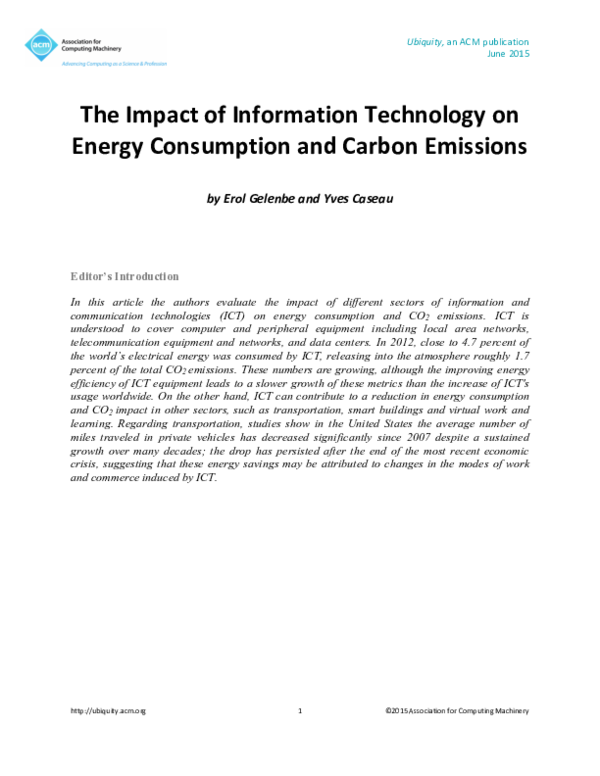 (PDF) The impact of information technology on energy consumption and ...