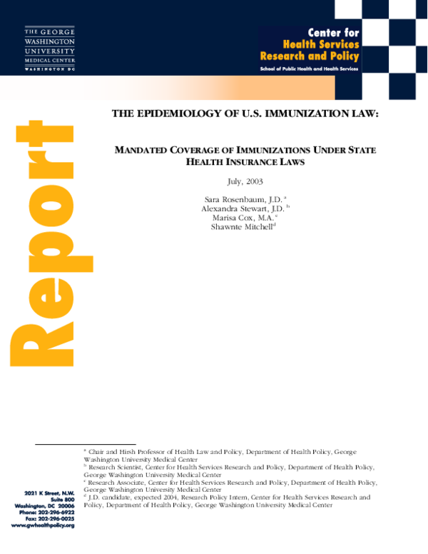 (PDF) The Epidemiology of U.S. Immunization Law: Mandated Coverage of ...