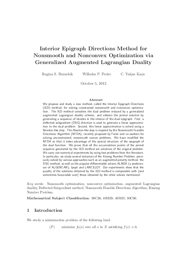(PDF) Interior Epigraph Directions method for nonsmooth and nonconvex ...
