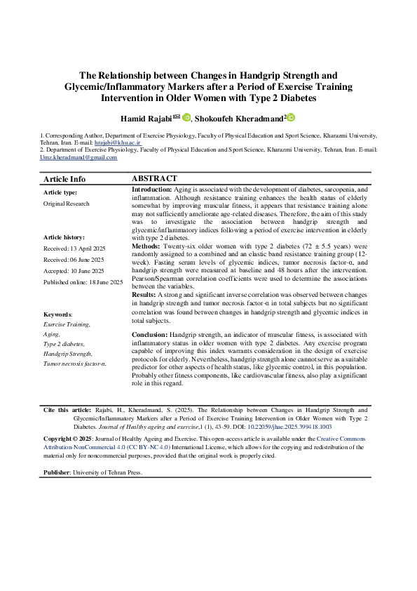 (PDF) The Relationship between Changes in Handgrip Strength and ...