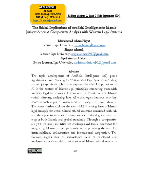 (PDF) The Ethical Implications of Artificial Intelligence in Islamic ...