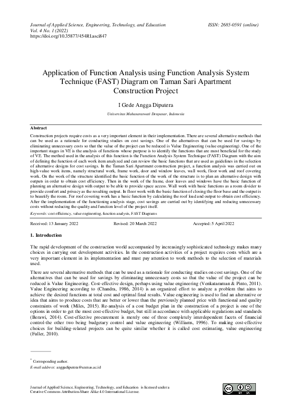 (PDF) Application of Function Analysis using Function Analysis System ...