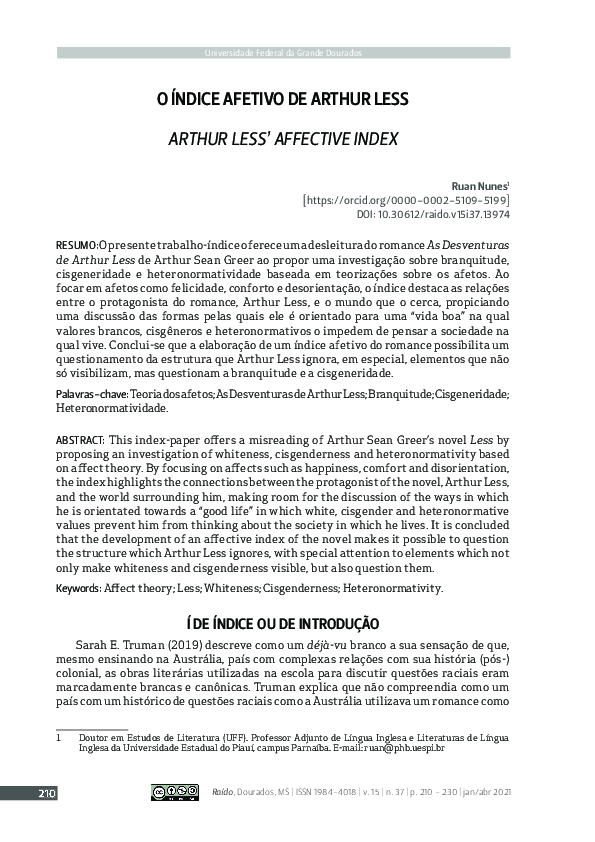 (PDF) O índice afetivo de Arthur Less