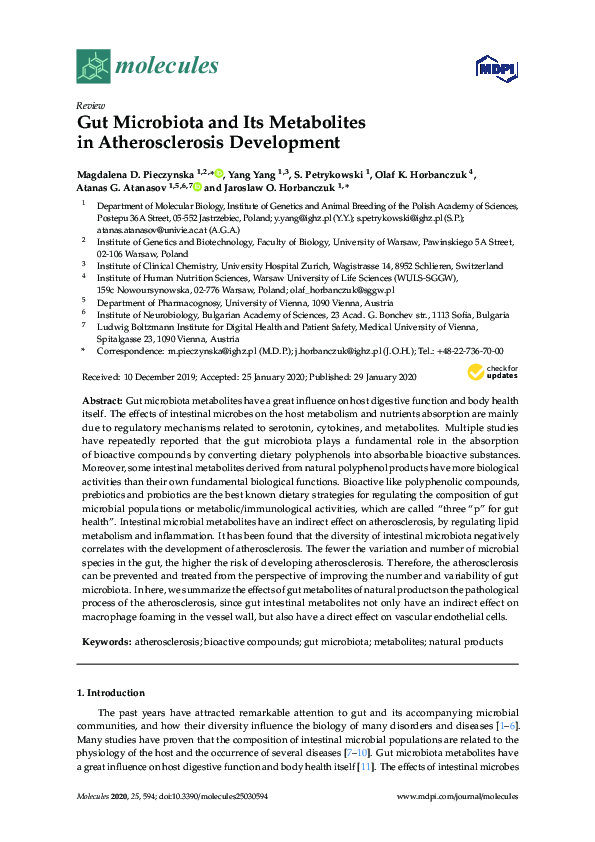 (PDF) Gut Microbiota and Its Metabolites in Atherosclerosis Development