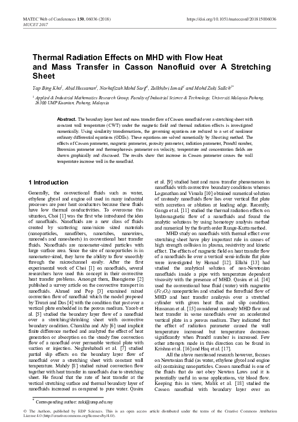 (PDF) Thermal Radiation Effects on MHD with Flow Heat and Mass Transfer ...