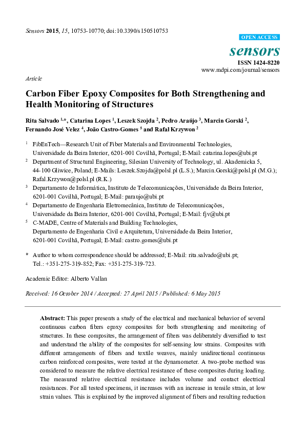 (PDF) Carbon Fiber Epoxy Composites for Both Strengthening and Health ...