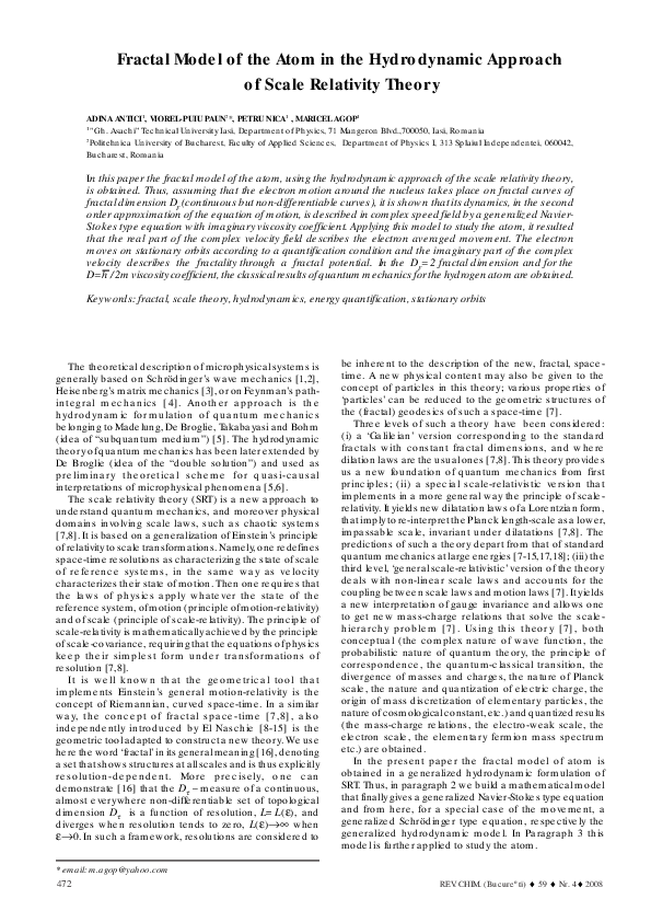 (PDF) Fractal Model of the Atom in the Hydrodynamic Approach of Scale ...