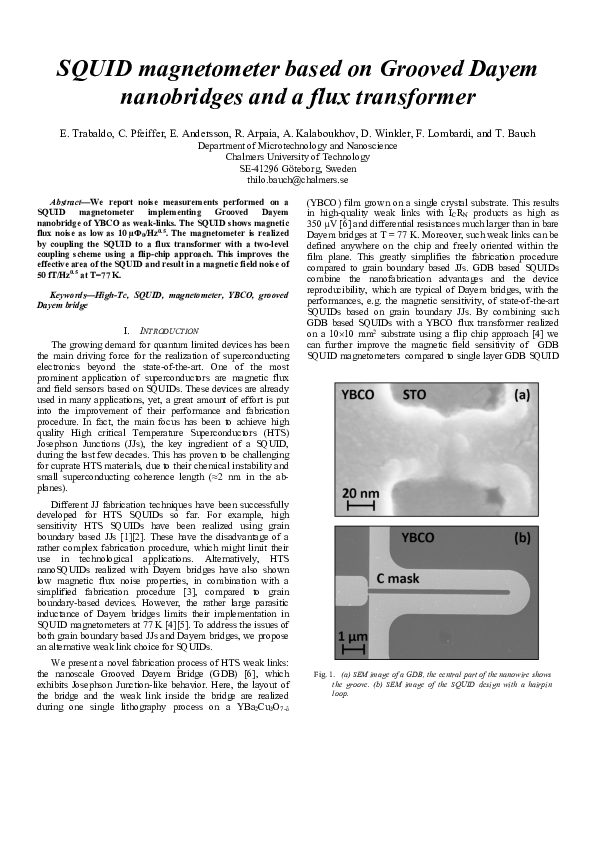 (PDF) SQUID Magnetometer Based on Grooved Dayem Nanobridges and a Flux ...