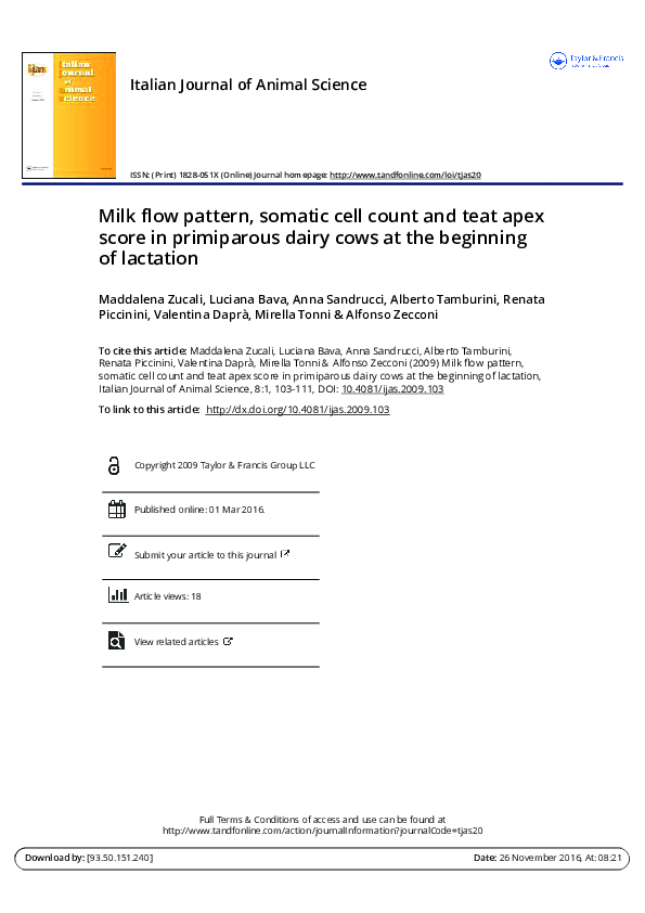 (PDF) Milk flow pattern, somatic cell count and teat apex score in ...