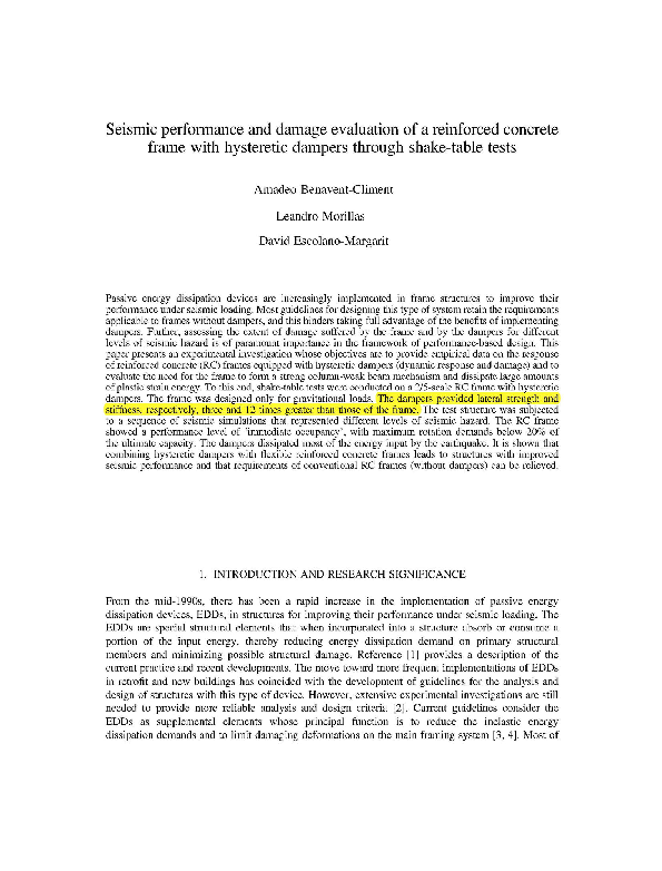 (PDF) Seismic performance and damage evaluation of a reinforced ...