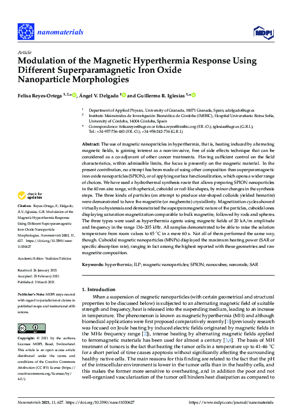 (PDF) Modulation of the Magnetic Hyperthermia Response Using Different ...