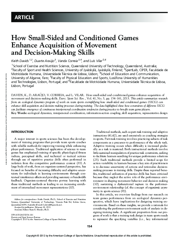 (PDF) How Small-Sided and Conditioned Games Enhance Acquisition of ...