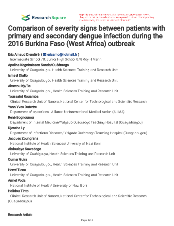 (PDF) Comparison of severity signs between patients with primary and ...