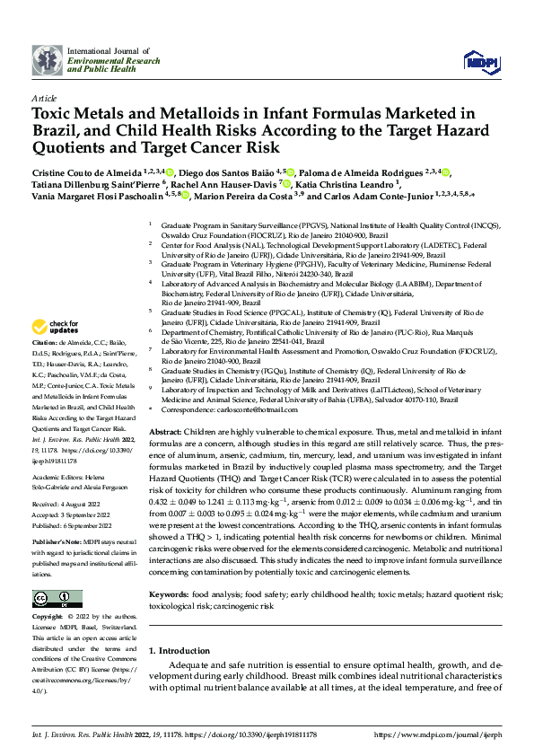 (PDF) Toxic Metals and Metalloids in Infant Formulas Marketed in Brazil ...