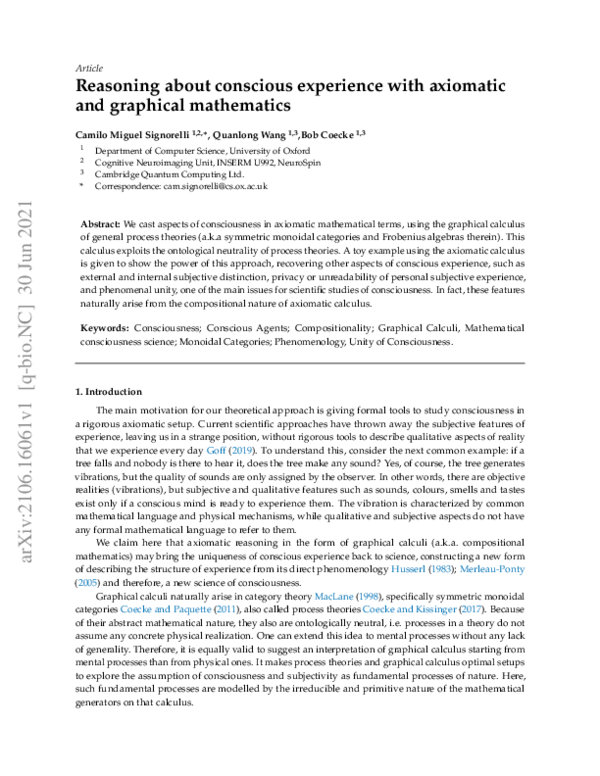 (PDF) Reasoning about conscious experience with axiomatic and graphical ...