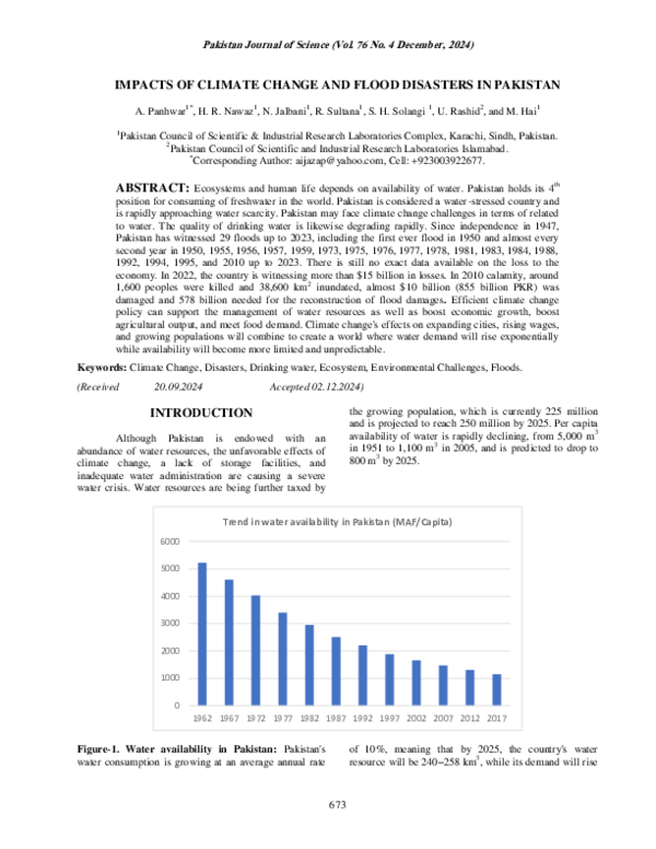 (PDF) IMPACTS OF CLIMATE CHANGE AND FLOOD DISASTERS IN PAKISTAN