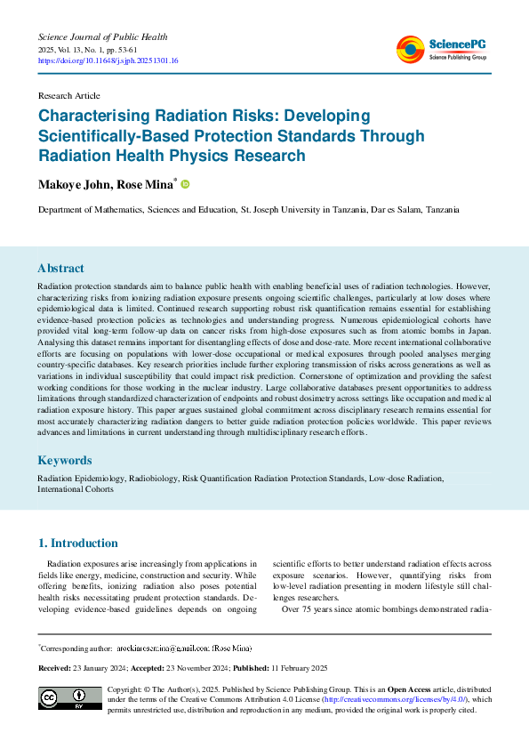 (PDF) Characterising Radiation Risks: Developing Scientifically-Based ...