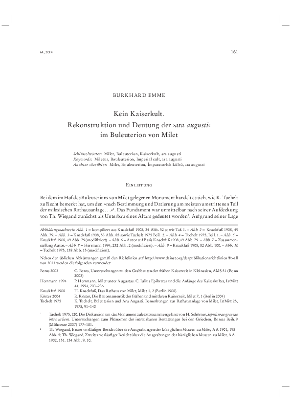 (PDF) Kein Kaiserkult. Rekonstruktion und Deutung der ›ara augusti‹ im ...