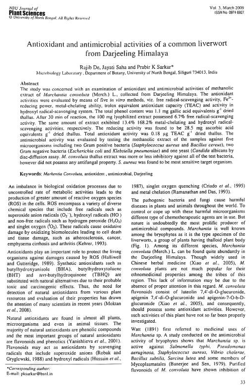 (PDF) Antioxidant and antimicrobial activities of a common liverwort ...