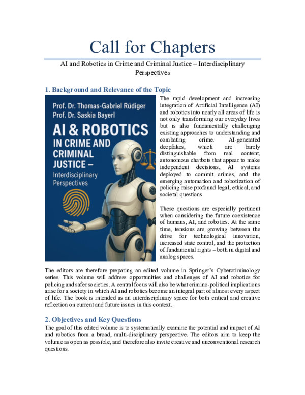 (PDF) Call for Chapters AI and Robotics in Crime and Criminal Justice ...