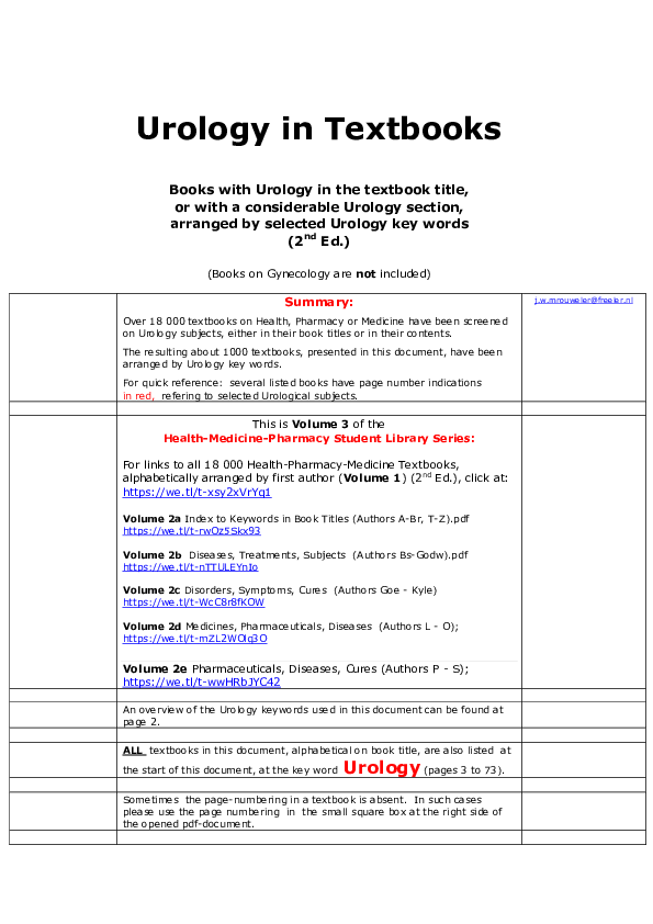 (PDF) Urology in Textbooks; Books with Urology in the textbook title,or ...