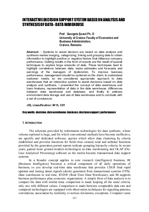 (PDF) Interactive Decision Support System Based on Analysis and ...