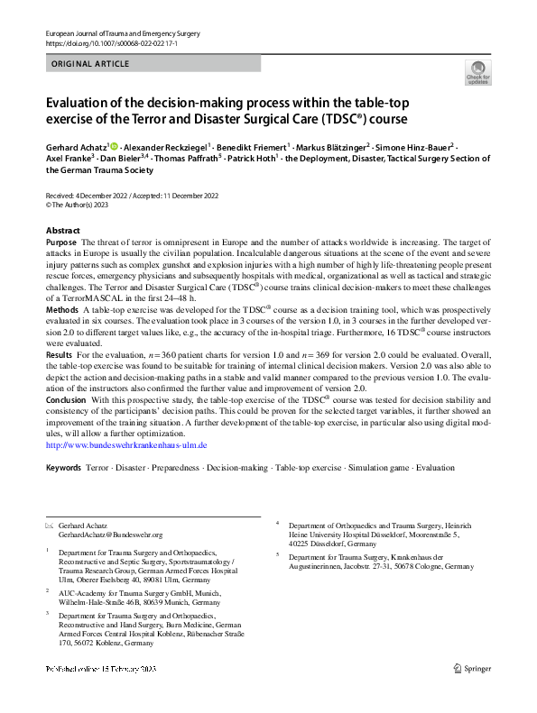 (PDF) Evaluation of the decision-making process within the table-top ...