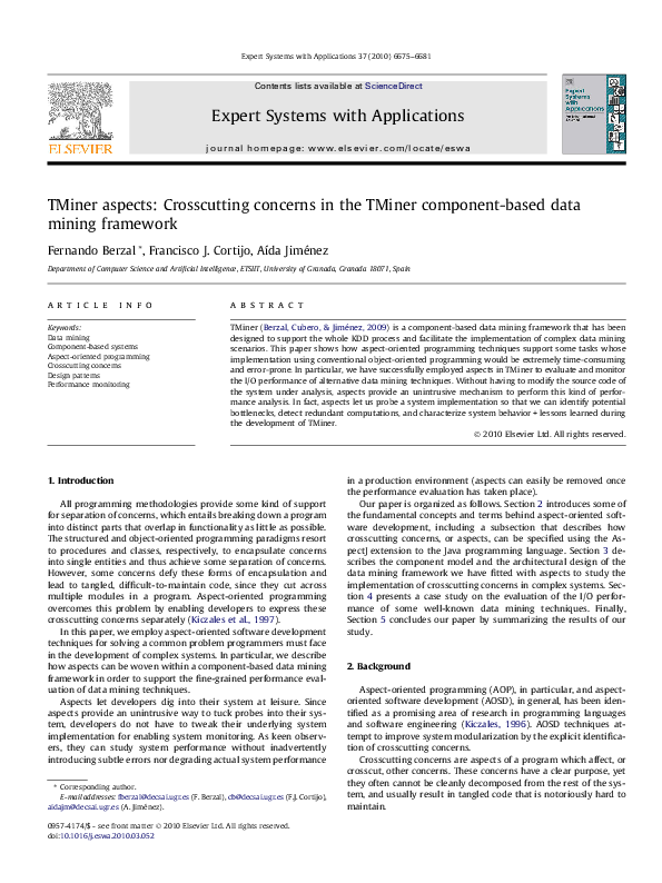 (PDF) TMiner aspects: Crosscutting concerns in the TMiner component ...