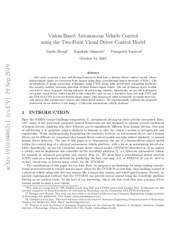 (PDF) Vision-Based Autonomous Vehicle Control using the Two-Point ...